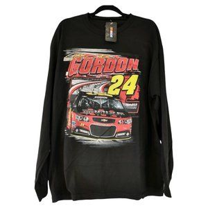 Jeff Gordon Long Sleeve T-Shirt Mens XL Black Retro Nascar Graphics #24 Racing